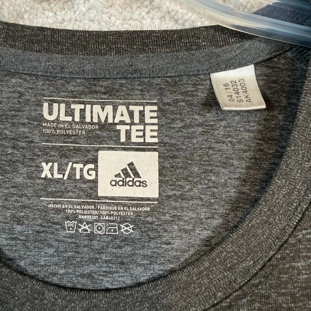 Adidas Ultimate Tee Mens XL Charcoal Grey Climalite Short Sleeve Shirt